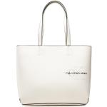 Przecenione Białe Shopper bags damskie dżinsowe marki Calvin Klein Jeans 