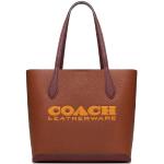 Przecenione Brązowe Shopper bags damskie z gładkiej skóry marki Coach 