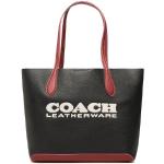 Czarne Shopper bags damskie z gładkiej skóry marki Coach 