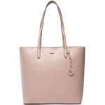 Przecenione Różowe Shopper bags damskie z gładkiej skóry marki DKNY | Donna Karan 