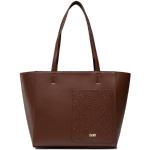 Przecenione Brązowe Shopper bags damskie z gładkiej skóry marki DKNY | Donna Karan 