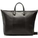 Czarne Shopper bags damskie z gładkiej skóry marki FURLA 