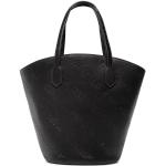 Przecenione Czarne Shopper bags damskie z gładkiej skóry marki Karl Lagerfeld 