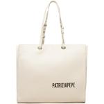 Przecenione Beżowe Shopper bags damskie z gładkiej skóry marki Patrizia Pepe 