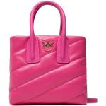 Przecenione Różowe Małe torebki damskie z gładkiej skóry marki PINKO 
