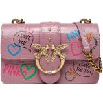 Różowe Małe torebki damskie z gładkiej skóry marki PINKO 