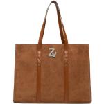 Przecenione Brązowe Shopper bags damskie z zamszu marki Zadig & Voltaire 