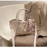 Białe Shopper bags damskie gładkie w stylu miejskim 