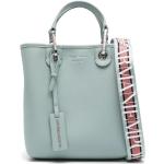 Niebieskie Shopper bags damskie z odpinanym paskiem eleganckie marki Emporio Armani 