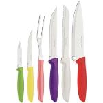 Tramontina Plenus nóż kuchenny zestaw 6 noży kuchennych z obieraniem, chlebem, szefem kuchni i stekiem, ostry nóż plus widelec do rzeźbienia, rozdrabniacz do warzyw, 23498916