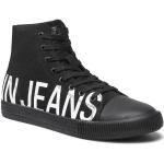 Przecenione Czarne Wysokie sneakersy męskie dżinsowe marki Calvin Klein Jeans w rozmiarze 41 