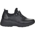 Czarne Sneakersy skórzane damskie w stylu casual marki Remonte w rozmiarze 36 