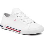 Przecenione Białe Niskie sneakersy damskie marki Tommy Hilfiger w rozmiarze 33 