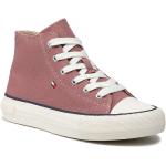 Przecenione Różowe Wysokie sneakersy damskie marki Tommy Hilfiger w rozmiarze 36 