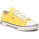 Przecenione Żółte Niskie sneakersy damskie marki Tommy Hilfiger w rozmiarze 36 