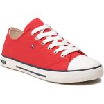 Przecenione Czerwone Niskie sneakersy damskie marki Tommy Hilfiger w rozmiarze 40 