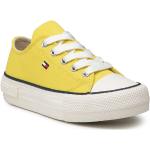 Przecenione Żółte Niskie sneakersy damskie marki Tommy Hilfiger w rozmiarze 34 