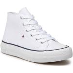 Przecenione Białe Wysokie sneakersy damskie marki Tommy Hilfiger w rozmiarze 40 