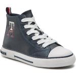 Przecenione Granatowe Wysokie sneakersy męskie marki Tommy Hilfiger w rozmiarze 33 
