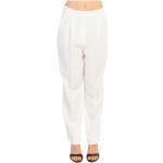 Białe Eleganckie spodnie damskie Tapered fit z wiskozy marki Emporio Armani w rozmiarze L 