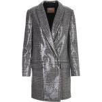 Twinset, Sequin-embellished double-breasted coat Szary, female,