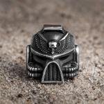 Unikalne męskie Vintage Heavy Warhammer Skull Wings Ring Pierścienie ze stali nierdzewnej Punk Biker Biżuteria Prezenty