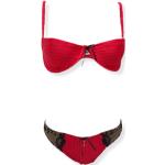 Czerwone Góry od bikini z fiszbinami damskie w paski satynowe marki Emporio Armani w rozmiarze M 