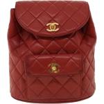 Czerwone Plecaki skórzane w stylu vintage marki Chanel francuskie 
