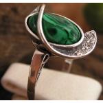 vadio - srebrny pierścionek z malachitem i kryształkami
