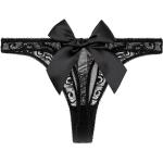 Czarne Stringi koronkowe damskie haftowane w rozmiarze XL 