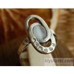 vespa - srebrny pierścionek z kocim okiem i kryształkami