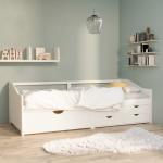 vidaXL 3-osobowa sofa/łóżko z szufladami, biała, sosnowa, 90 x 200 cm