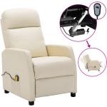 vidaXL Elektryczny fotel rozkładany, masujący, kremowy, sztuczna skóra