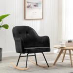 Czarne Fotele bujane tapicerowane w nowoczesnym stylu drewniane marki vidaxl 