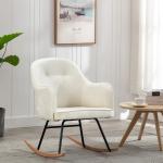 Białe Fotele bujane tapicerowane w nowoczesnym stylu drewniane marki vidaxl 