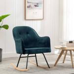 Niebieskie Fotele bujane tapicerowane w nowoczesnym stylu drewniane marki vidaxl 