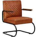 Jasnobrązowe Krzesła stylowe z podłokietnikami pikowane w nowoczesnym stylu ze skóry marki vidaxl 