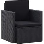 Czarne Fotele ogrodowe z poduszkami w nowoczesnym stylu z polirattanu marki vidaxl 