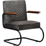 Szare Krzesła stylowe z podłokietnikami pikowane w nowoczesnym stylu ze skóry marki vidaxl 