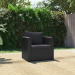 Czarne Fotele ogrodowe z poduszkami plecione z polirattanu marki vidaxl 