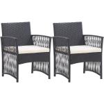 Czarne Fotele ogrodowe z poduszkami z polirattanu marki vidaxl 