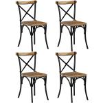 Czarne Krzesła do jadalni - 4 sztuki w stylu retro z litego drewna marki vidaxl 