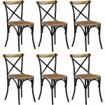 Czarne Krzesła do jadalni - 6 sztuk w stylu retro z litego drewna marki vidaxl 