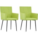vidaXL Krzesła jadalniane z podłokietnikami, 2 szt., zielone, tkanina