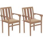 Beżowe Krzesła ogrodowe gładkie - 2 sztuki tekowe marki vidaxl 