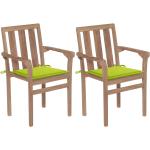 Jasnozielone Krzesła ogrodowe gładkie - 2 sztuki tekowe marki vidaxl 