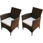 Brązowe Krzesła ogrodowe gładkie - 2 sztuki w nowoczesnym stylu z polirattanu marki vidaxl 