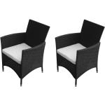 Czarne Krzesła ogrodowe gładkie - 2 sztuki w nowoczesnym stylu z polirattanu marki vidaxl 