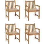 Beżowe Krzesła ogrodowe gładkie - 4 sztuki w stylu rustykalnym tekowe marki vidaxl 