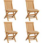 Beżowe Krzesła ogrodowe rozkładane gładkie - 4 sztuki tekowe marki vidaxl 